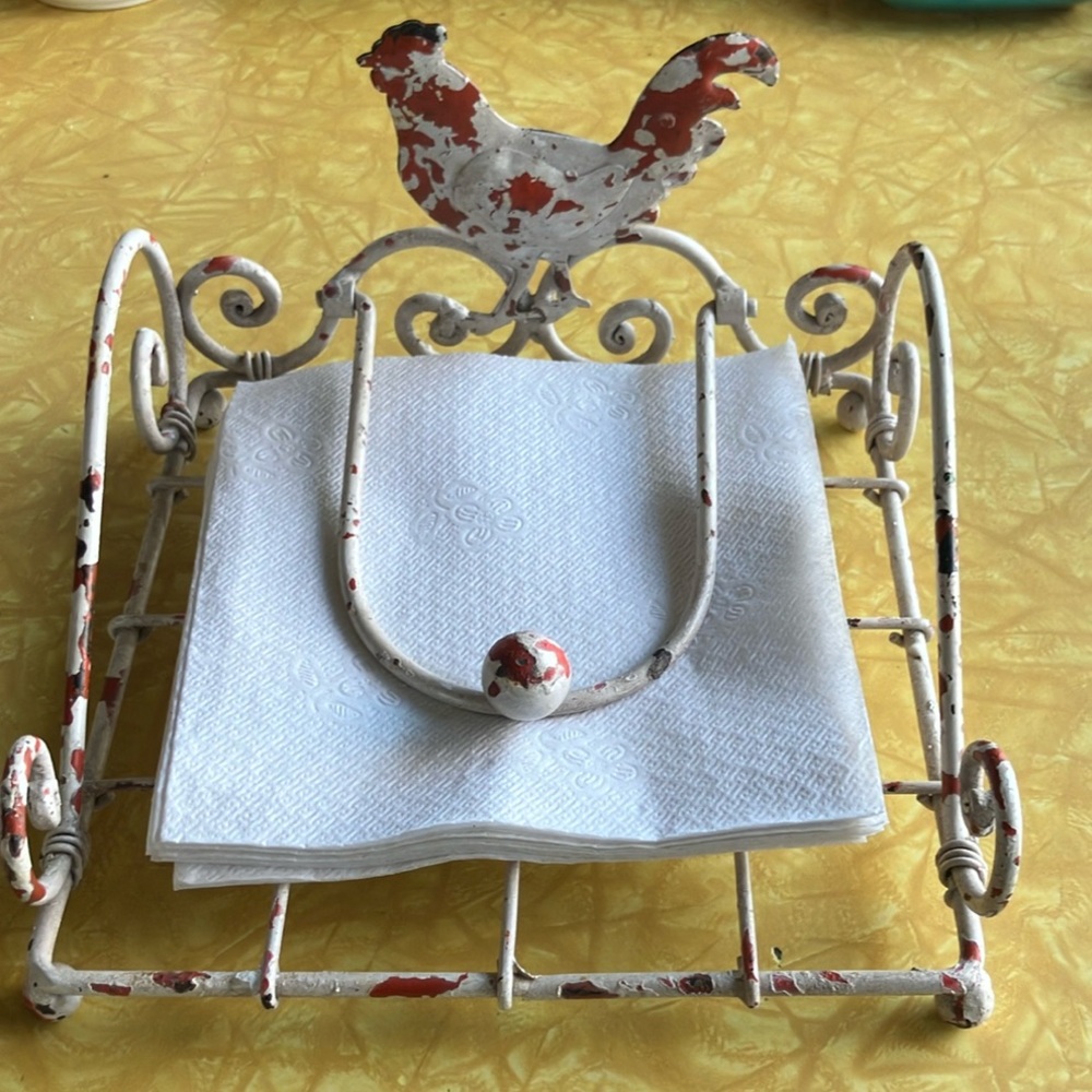Cream and Red Kitchen Linen Napkin Holder